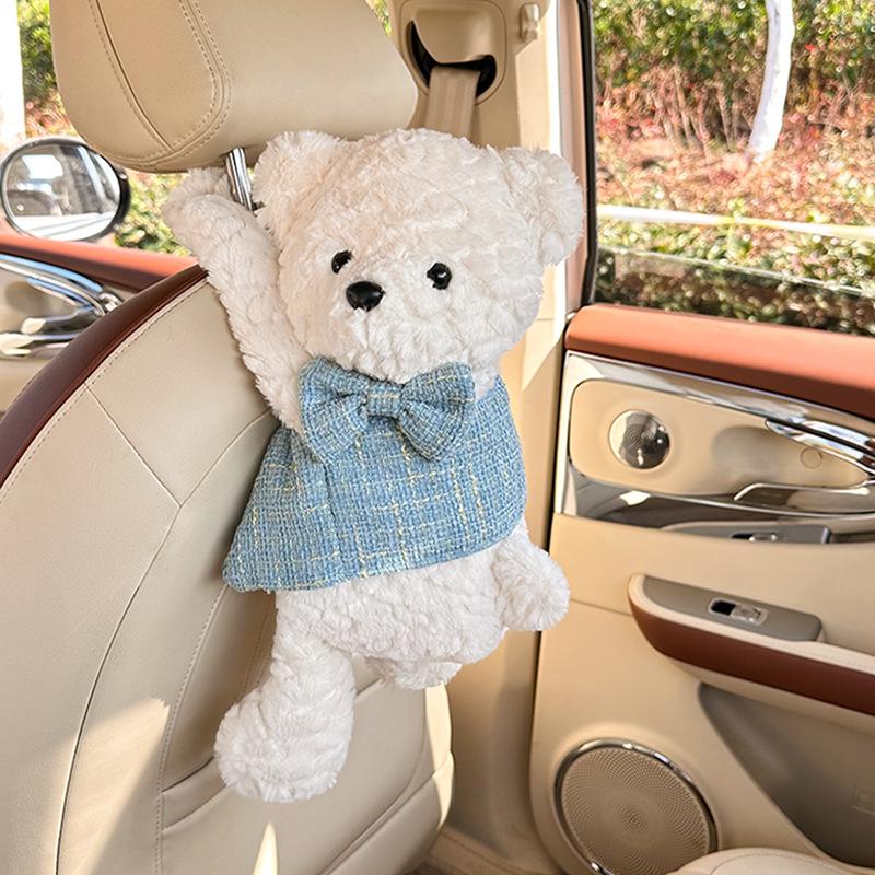 Cute Cartoon Hanging Plush Car Tissue Box Holder For Home Use