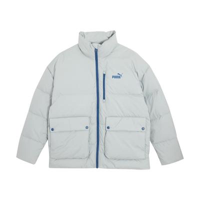 Puma Doudoune en duvet Color Block Imprimé Logo Col Montant Duvet Veste Extérieure Décontractée Unisexe Veste Gris Clair 625609-10