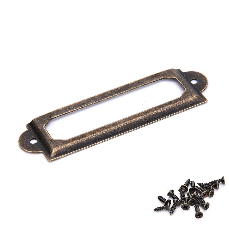 50 X Rám Zásuvka Box Pouzdro Skříňka Držáky Štítků na Karty 60X17Mm Staromosaz,