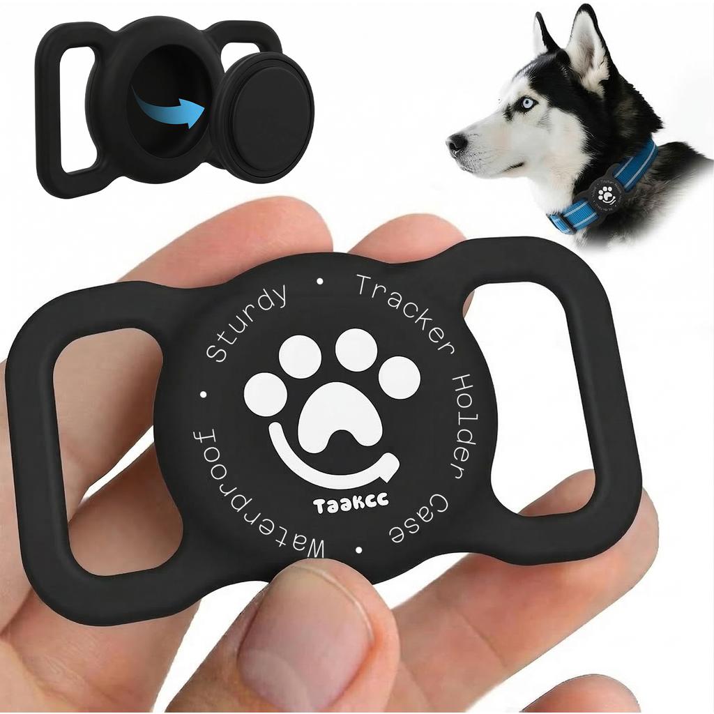 TAAKCC IP68 Waterpoof Dog Airtag Holder Stretchy Silicone Full Body Covered Holder for Apple Air Tag for Dog Cat Collar 2