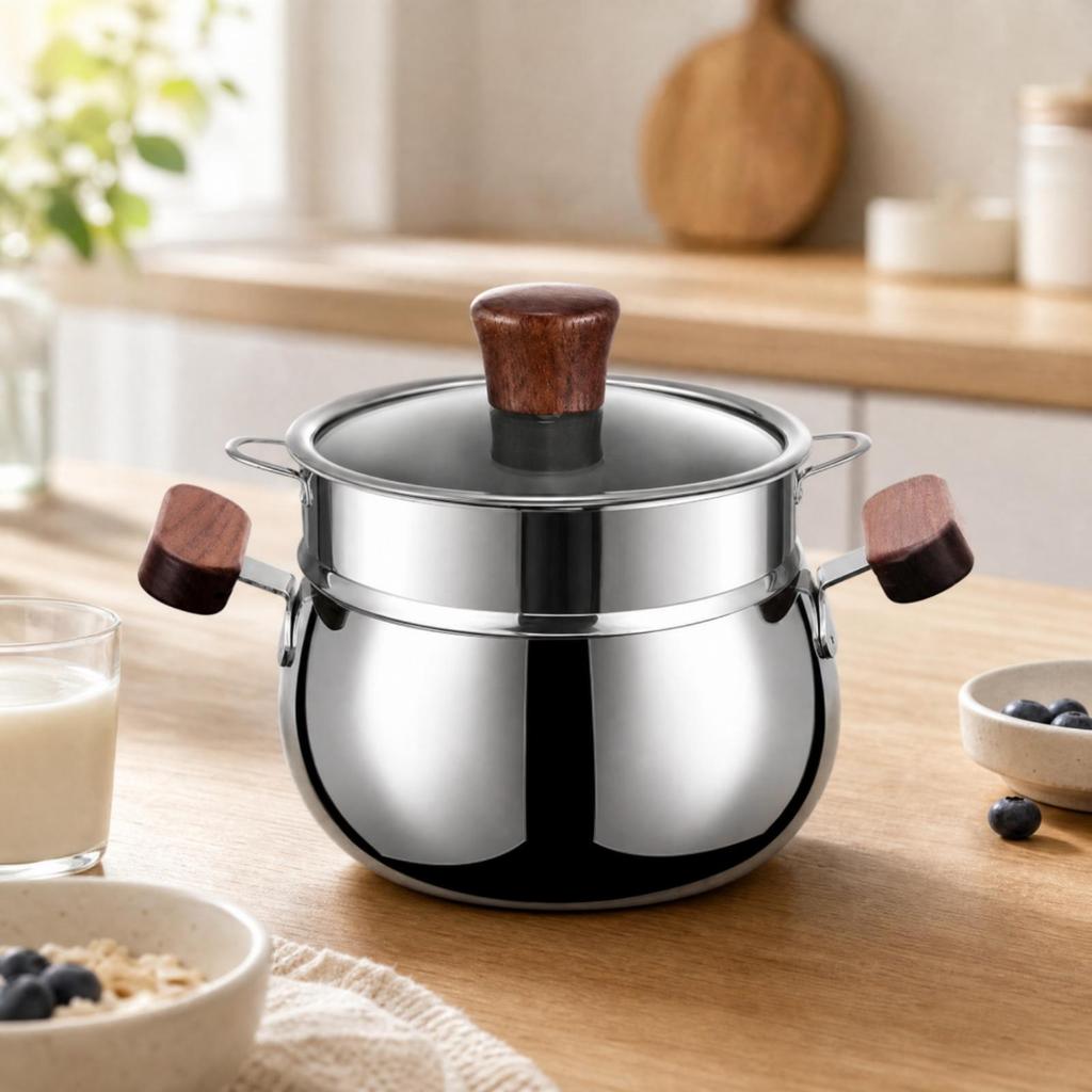 1200 Ml Saucepan Uncoated Interior with Tempered-Glass Lid Versatile