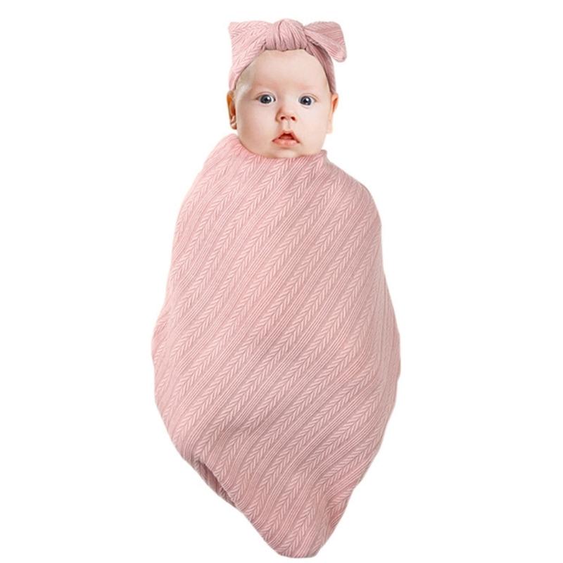 Newborn Baby Blanket Hat Set Breathable Infant Wrap Cloth Receiving Blanket Cotton Bonnet Hat Shower Gift