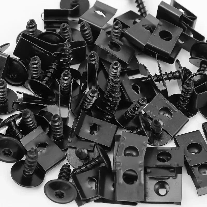 Self Tapping Screws Metal Fastener Clip for Car Motorcycle U-Type Clip with Screw Anti-rust Protection Clip Screw Iron Sheet Kit