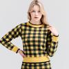 HENRY STUART Women'S Check Jacquard Knit Sweater Yellow