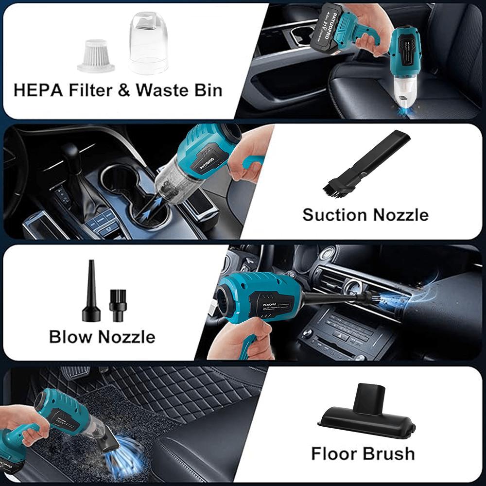 2-in-1 Multi functional Mini Handheld Car Vacuum Cleaner Cordless Portable Auto Vacuum Home Sofa Cleaning Power Tool