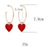 Fashion Red Love Heart Big Hoop Earrings For Women Gold Color Hoops Earings Circle Ear Rings Vintage Jewelry