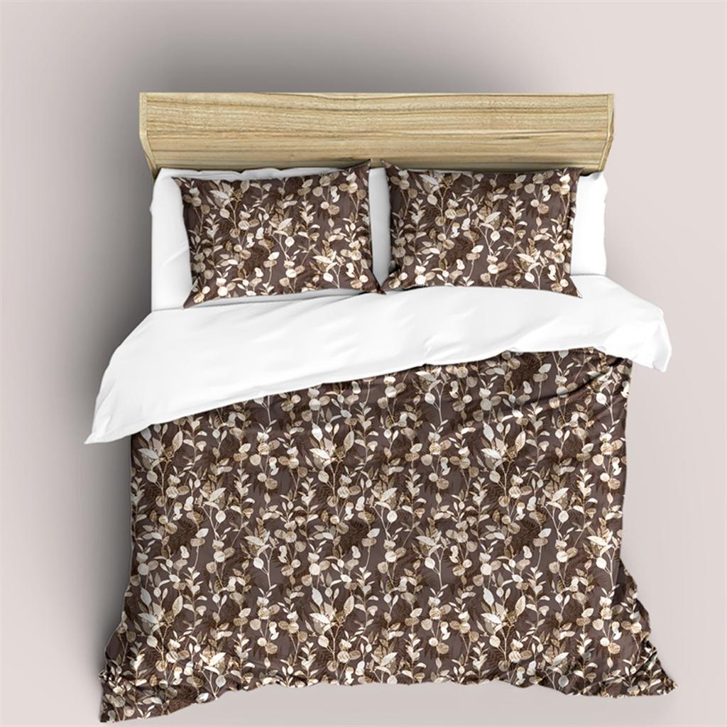 Blumen und Blätter Bettbezug Mikrofaser Botanisches Unkraut für Kinder Frauen für Schlafzimmerdekorationen Schlichter Stil Queen King Size