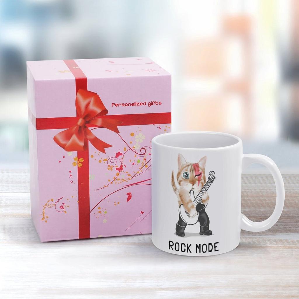 1Pack 11oz White Ceramic Mug Double-Sided Printed Artwork Durable Coffee Cup Suitable For Home Office Daily Tasks