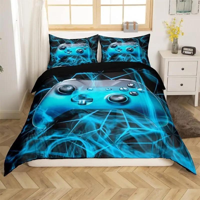 

Игровой пододеяльник King Red Honeycomb Printed Комплект постельного белья из полиэстера Игровой красный и черный Новинка Геймпад Джойстики Пододеяльник US King 264x228cm