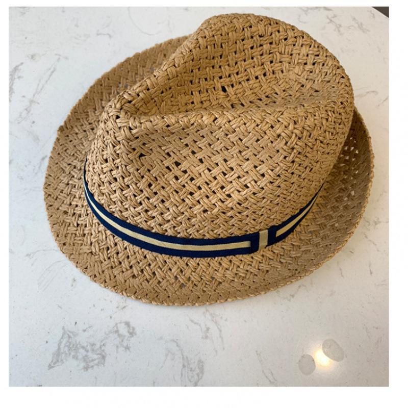 

New Summer travel is a hit! Ins style hand-woven children s Panama hats, sun protection artifact for beach travel kids(2-8years) хакі
