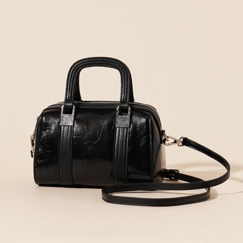 Сумка Бостон, Сумка через плечо, Женская сумка, Простая сумка из натуральной кожи One Size чёрный