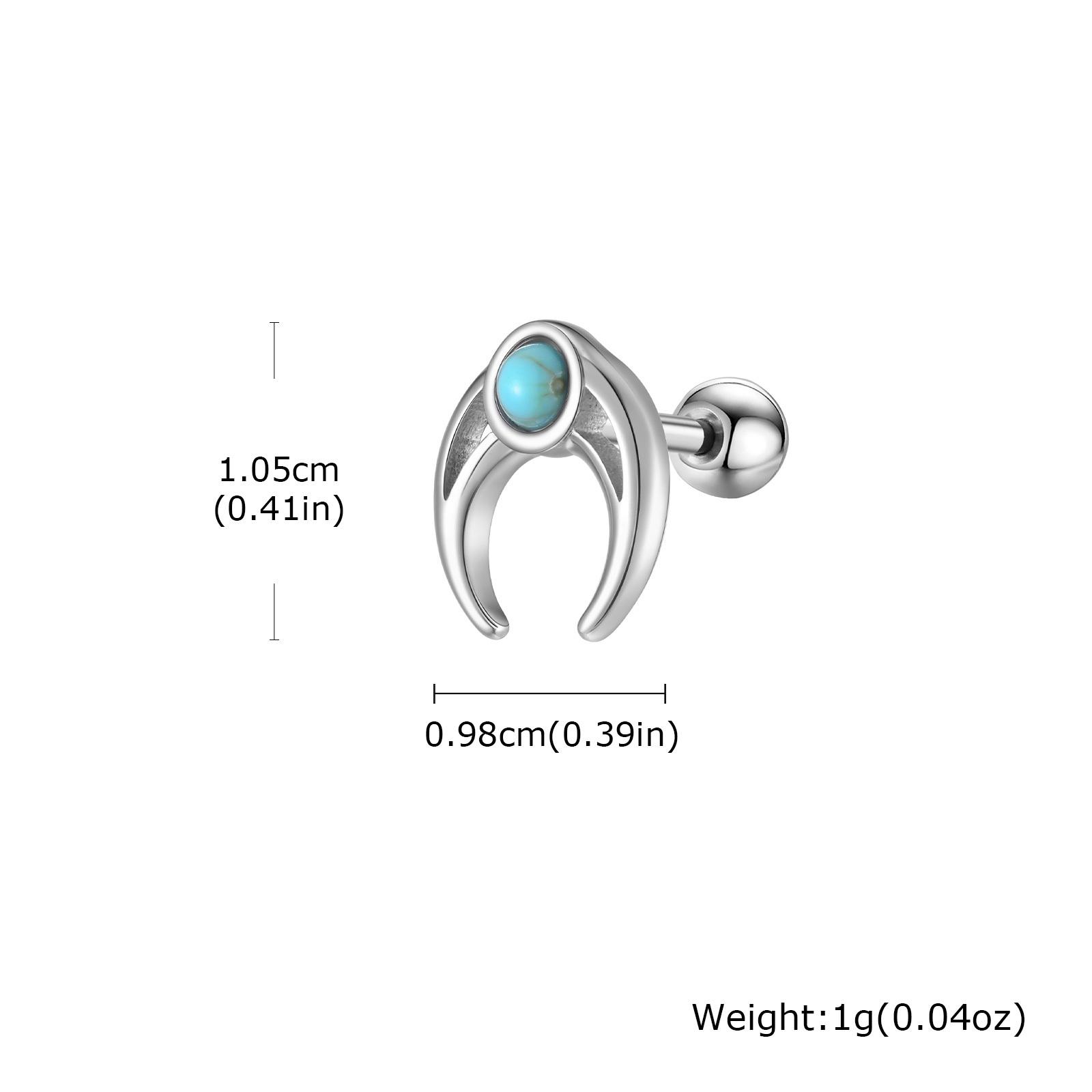 Vnox Stainless Steel Moon Turquoise Stud Earrings, Hypoallergenic Piercing Jewelry with Genuine Stone, Durable Earrings for Men