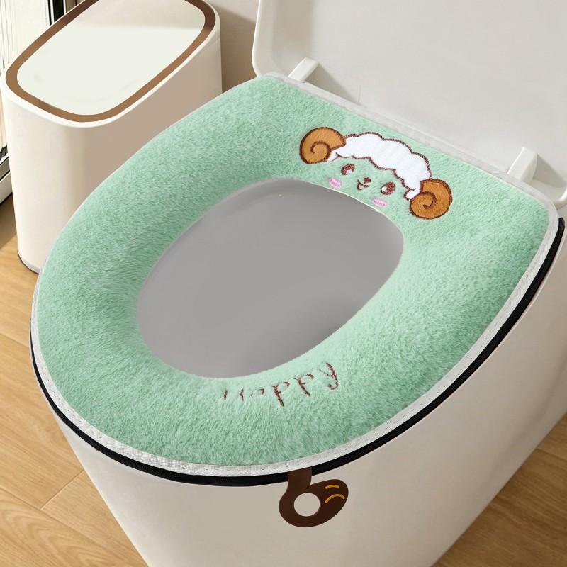Thick Plush Toilet Seat Cover With Zipper Warm Winter Bathroom Accessory Soft Fleece Cushion Home Use