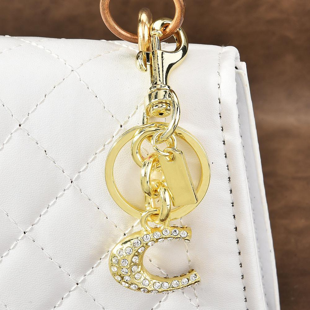 Alphabet Keychain With Alloy Crystals For Bag Decoration In Stylish Summer 2025