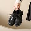 Små skinnsko dame 2025 vår ny retro allsidige remmer enkeltsko rund tå lav hæl tykk hæl snøresko Brock sko