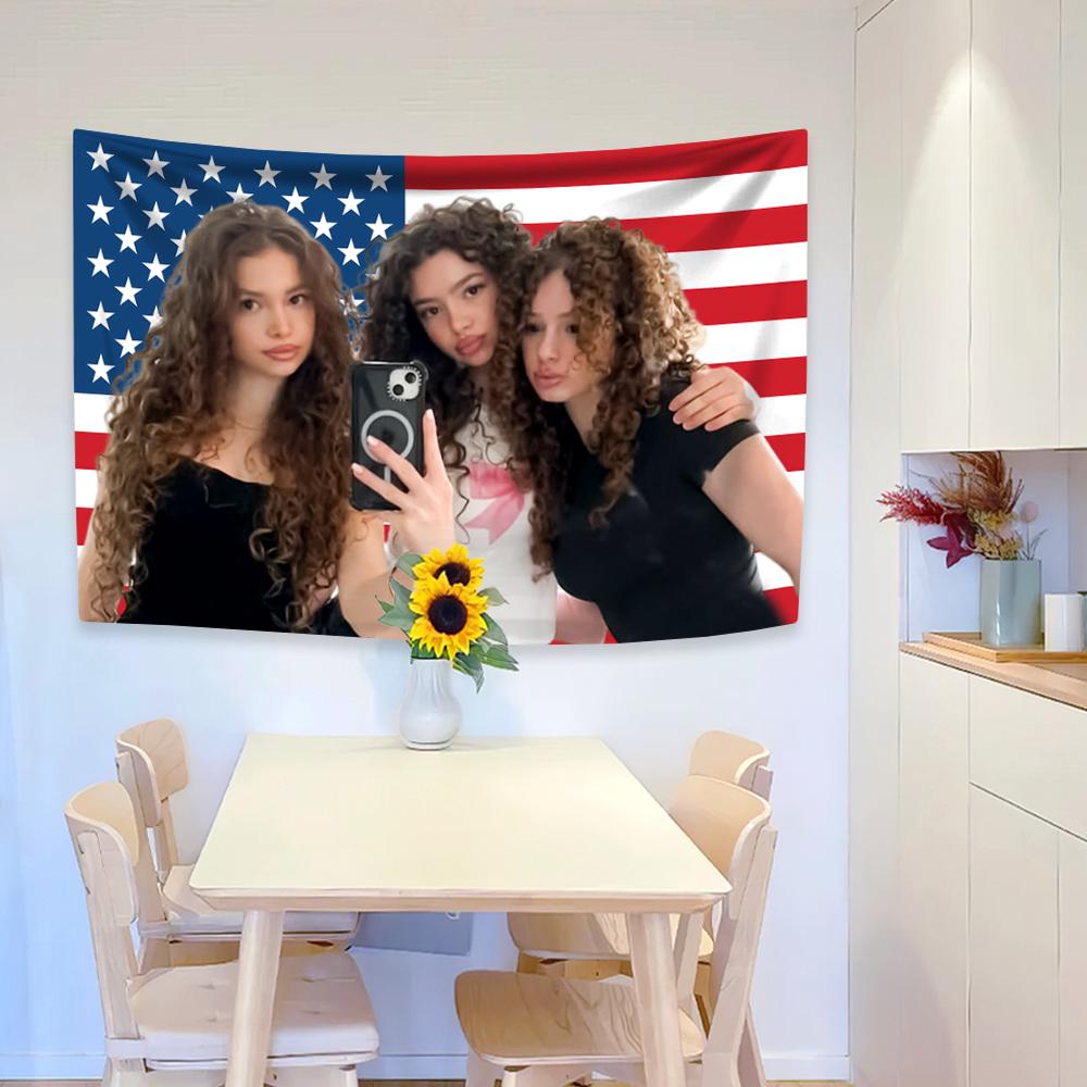 

Сестры Калогерас 2025 Американский флаг Настенный гобелен Настенное украшение Декор для дома Общежитие Спальня Фон для вечеринки Ткань 60x40in