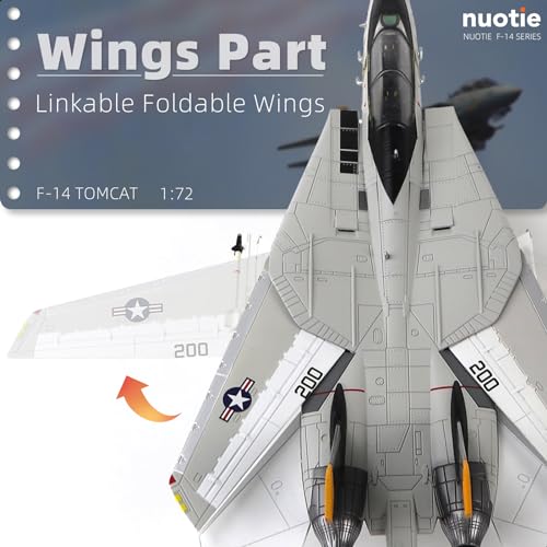NUOTIE 1:72 US Navy F-14 Tomcat Alloy Model VF-84 Jolly Rogers Fighter Diecast Aircraft Military Display Model, Fully Assembled