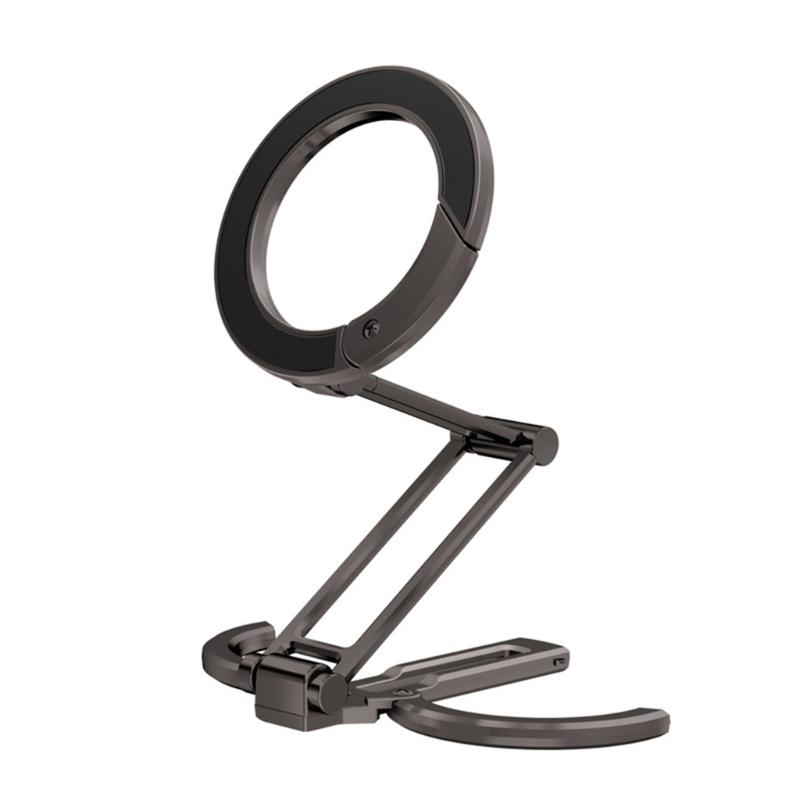 

Portable Aluminum Phone Holder Foldable Magnetic Adsorption 360 Rotation Adjustable for Phones within 4.5 to 7 Inch чорний