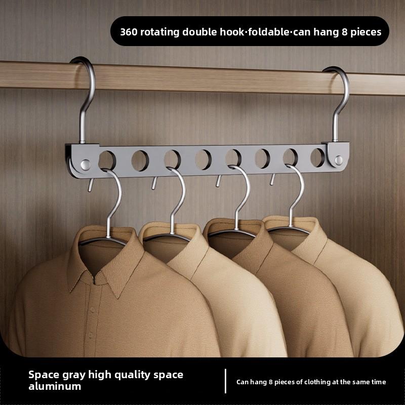 6/8 Holes Storage Rack for Clothe Hanger Organizer Foldable Rotatable Magic Metal Hangers Storage Rack Wardrobe Space Saver Hook