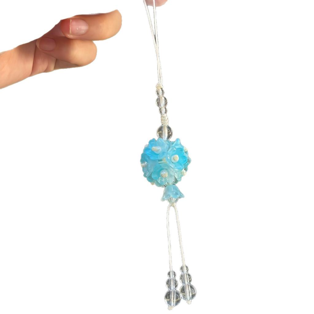 Hydrangea Lily Beaded Phone Charm Keychain