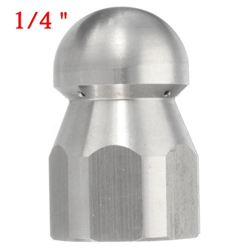 1/4 Inch Pressure Washer Drain Sewer Cleaning Female Nozzle Jet Hole 1 Forward 3 Rear Spray High Quality Stainless Steel 17mm OD