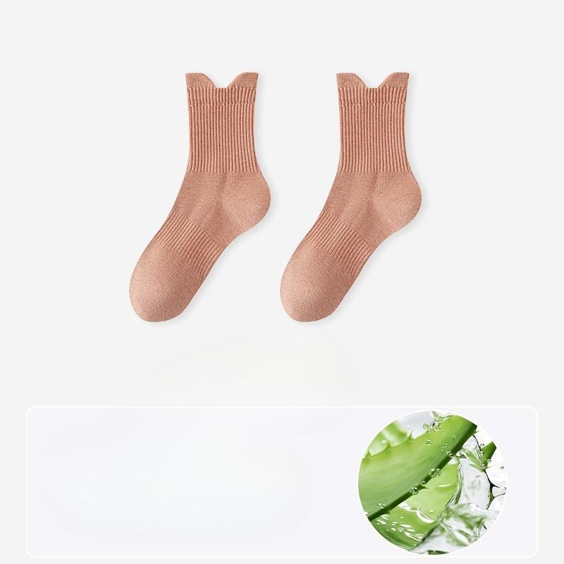 Damen Herbst Reine Baumwolle Aloe Ätherisches Öl Feuchtigkeitsspendend 10A Bakteriostatisch Desodorierend Leichte Sport Baumwollsocken