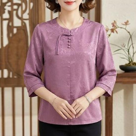 

Trendy Ice Silk Short Sleeve Top for Middle-aged & Elderly Women - 2026 Summer Fashion XL