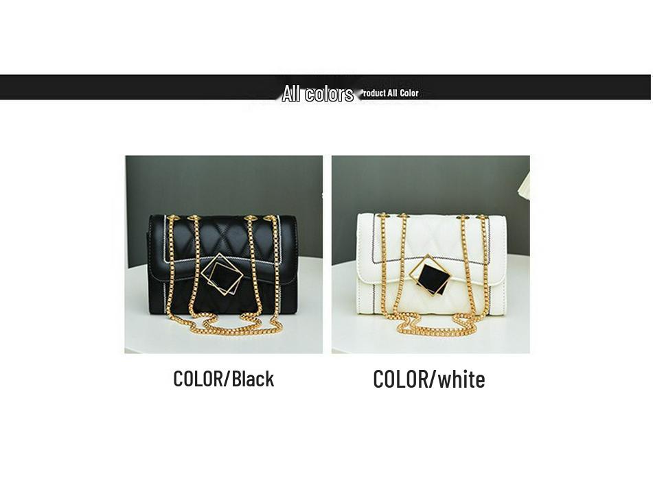 Women's Diamond Pattern Embroidered Chain Crossbody Bag