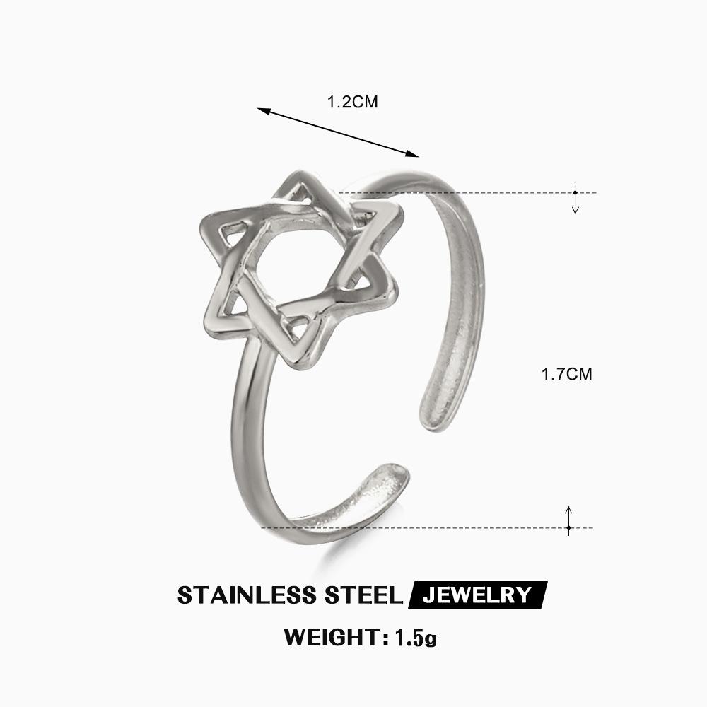 

Stainless Steel Y2K Celestial Star Open Rings for Women Men Unique Design Gold Silver Color Adjustable Ring Fashion Jewelry resizable