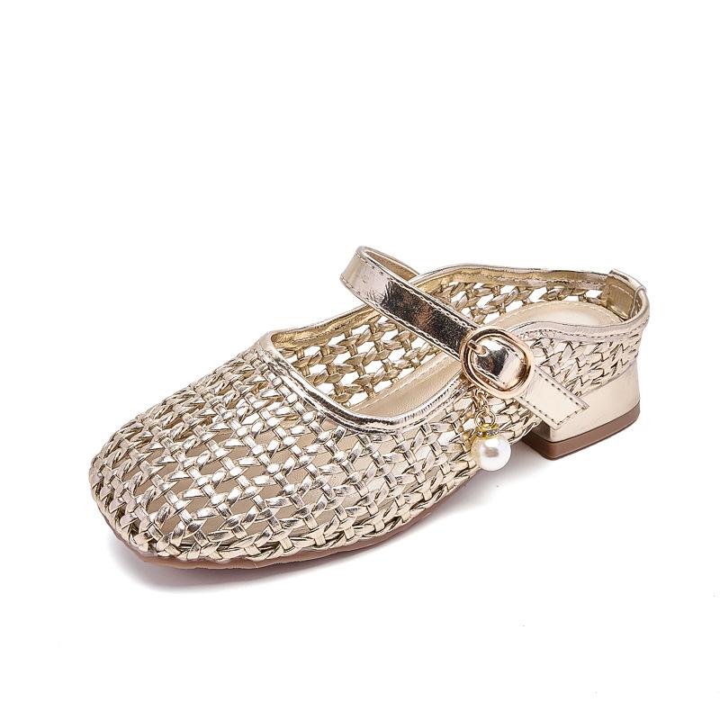 

2026 new little girl leather shoes with dress soft sole children s crystal shoes sandals 25 (inner length of shoe 16.7cm) золотой