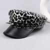 Spider Hoop Riveted Flat Top Cap Spice Girl Style PU Leather Captain Caps New Newsboy Hat