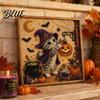 DIY Cat Craft for Adults Halloween Faux Pearl Painting Art Kit Spooky 3D Beads Moonlight Theme Crafts Cute Witch Gem Wall Adults Lovers Beginner