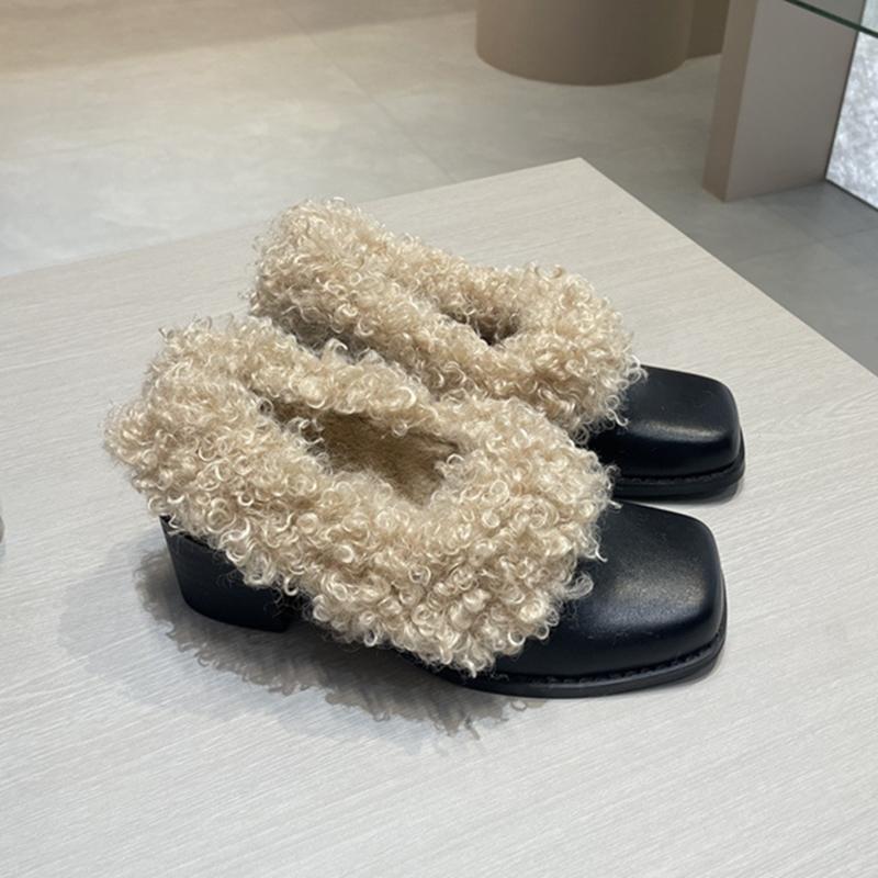 

Модные зимние женские лоферы AIYUQI 2025, новые, с квадратным носком, слипоны, теплые женские туфли с мехом, большого размера, повседневные кожаные туфли для женщин 35