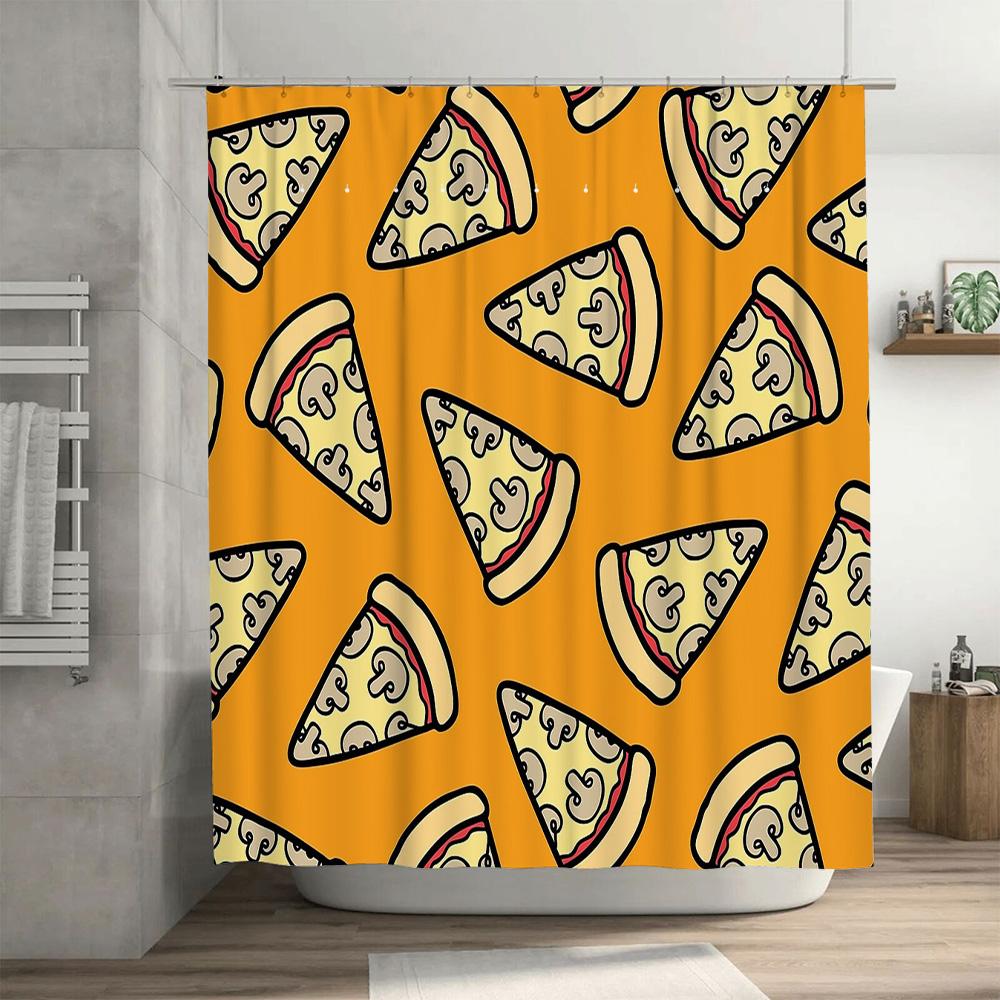 Pizza Shower Curtain Funny Italian Food Lover Gift Home Decor Waterproof Bathroom Set