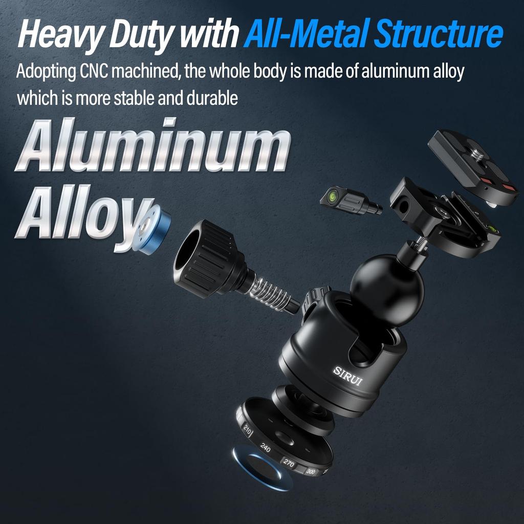 SIRUI Professional 40mm Ball Head with Panoramic CNC Aluminum Alloy Compatible with DSLRs and with Quick Release Maximum Load Capacity of 40kg AM-40