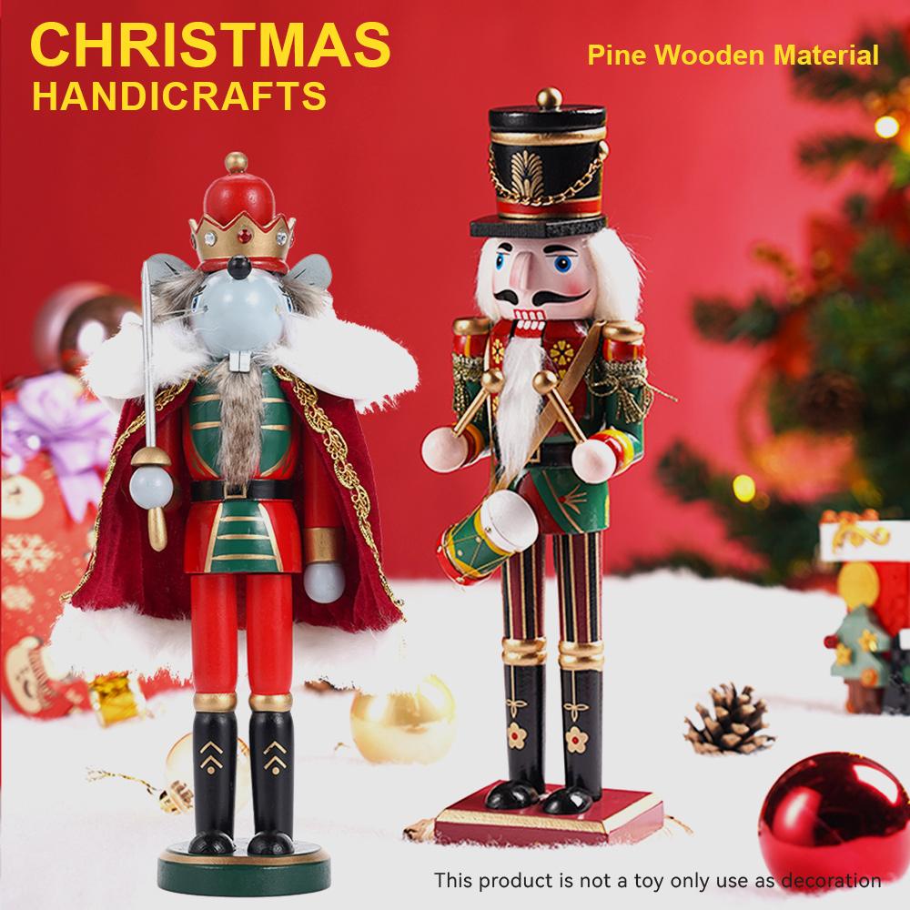 2pcs Nutcracker Puppet Soldier Ornament Doll Merry Christmas Decoration Creative Gift Wooden Handicrafts Desktop Cute Ornament