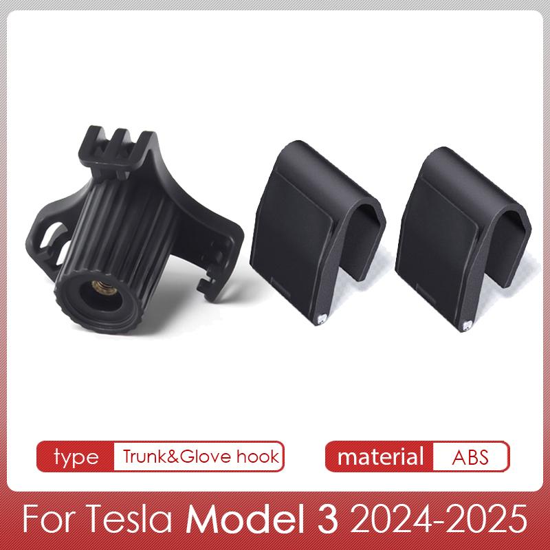 Trunk Hook for Tesla Model 3 2024-2025 Highland Accessories Glove Box Hidden Hook Foldable Clip for Tesla Model 3 2024-2025