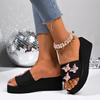 Butterfly Metal Decor Wedges Sandals  Women Thick Sole Non Slip Casual Slippers Woman Summer Plus Size Chunky Platform Slippers