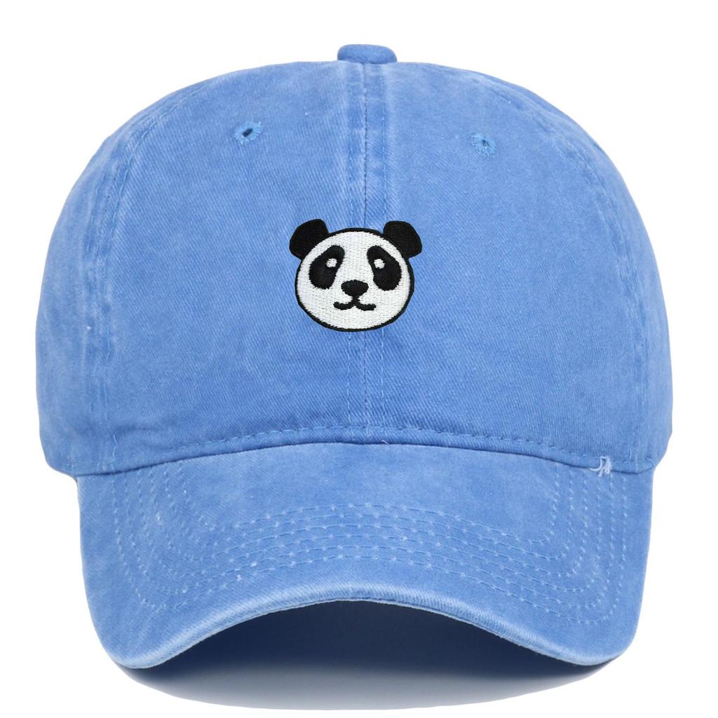 European New Cartoon Panda Embroidery Baseball Cap - Korean Retro Style Sun Protection for Men