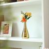 Golden Metal Flower Vase for Home Décor | Table Top Decorative Teardrop Vase for Living Room, Office & Bedroom