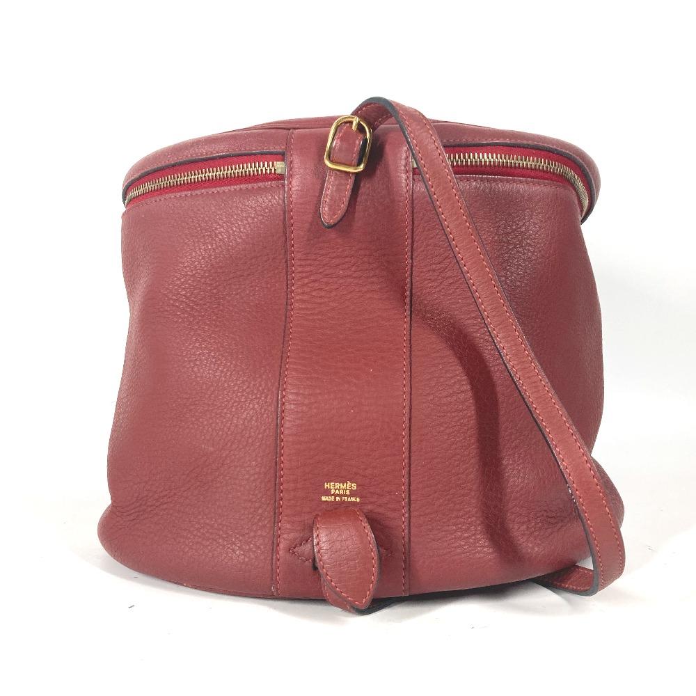 HERMES City Vanity bag Hand Bag Leather Red