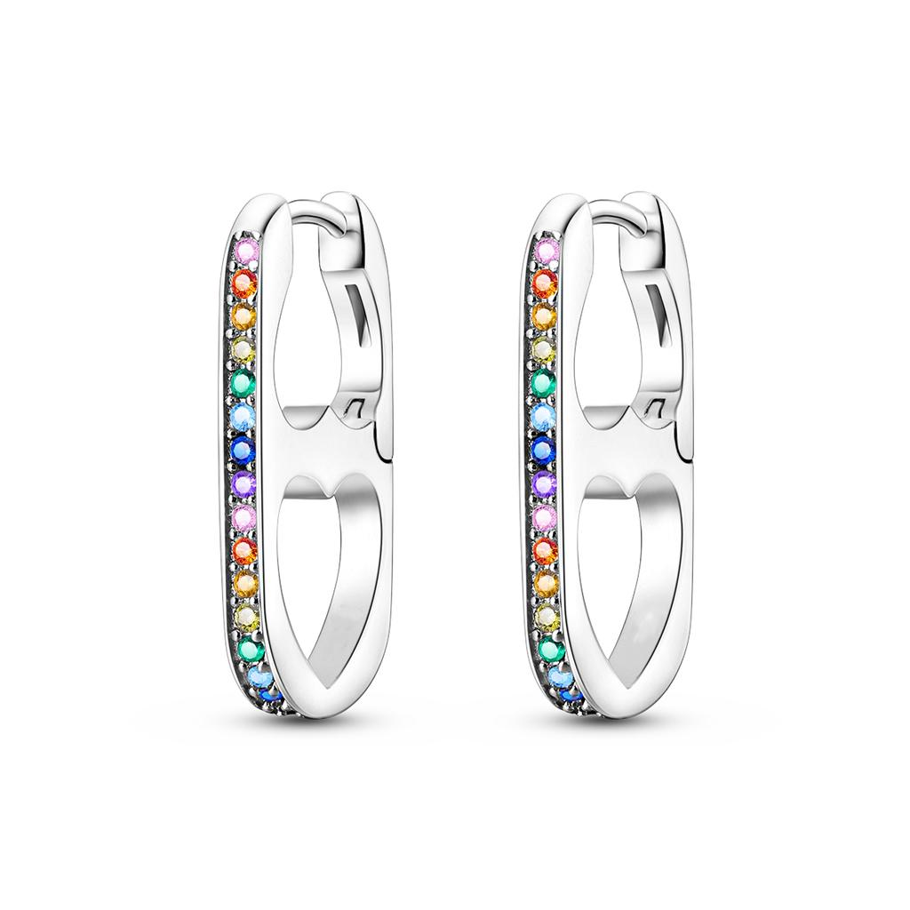925 Silver U Shaped Inlay CZ Zircon Hoop Earrings Geometry Line Simple Women Girl Evening Party Brithday Gifts Jewelry