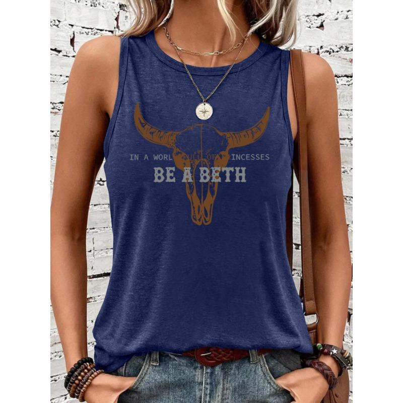 

Летний модный жилет с принтом в виде рога, свободный большой жилет XXL темно-синий