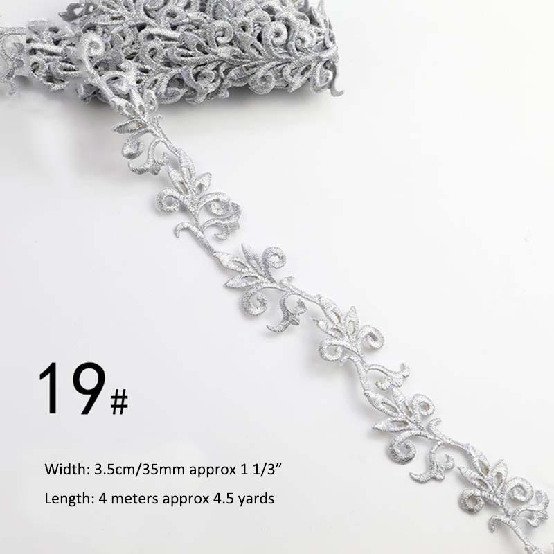 Gold Silver Thread Heavy Embroidery Lace Ribbon Shiny Diy Ethnic Garment Costume Dress Embellished Textile Iron-on Lace Trims