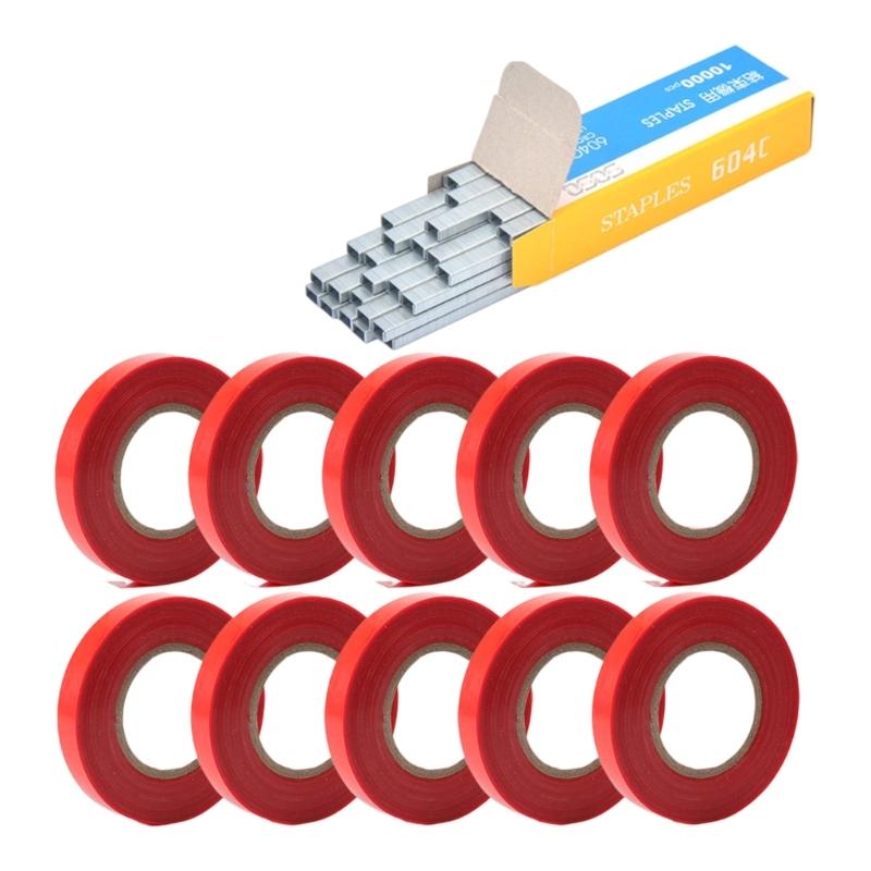 Fita de Amarração para Galhos de Plantas Ferramentas Manuais de Amarração com 1 Caixa de Grampos Para Máquina de Amarração de Jardim Vegetal