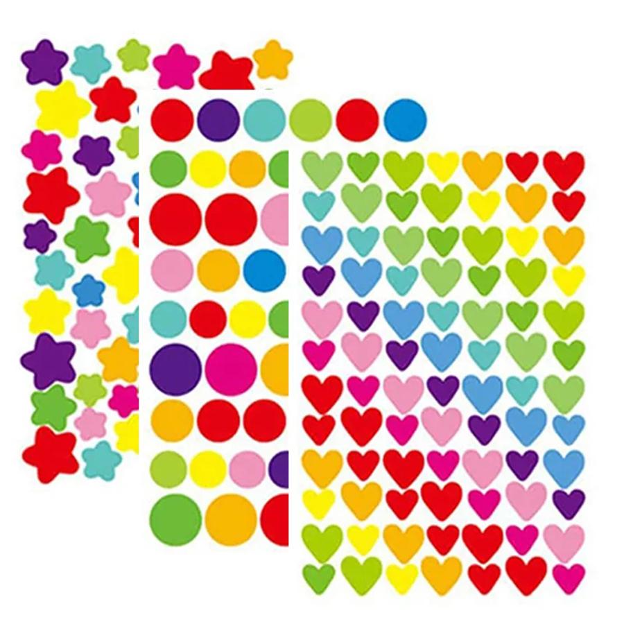 10 Sheets Colorful Self-adhesive Diary Graffiti Stickers Student Notebook Decoration Heart Star Dot Sticker for Scrapbook Album