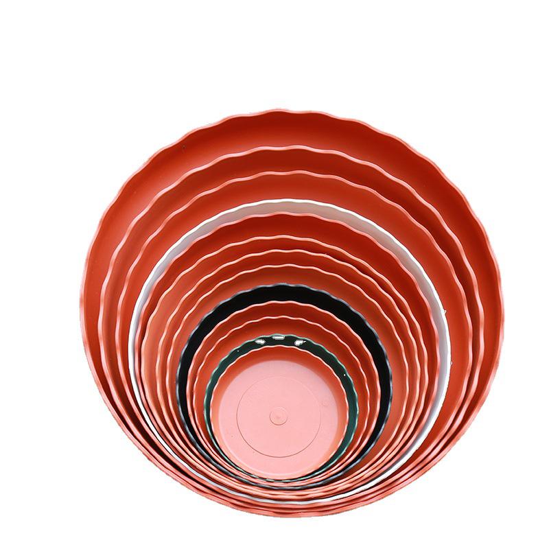 Round Plastic Lace Flower Pot Tray with Wheels