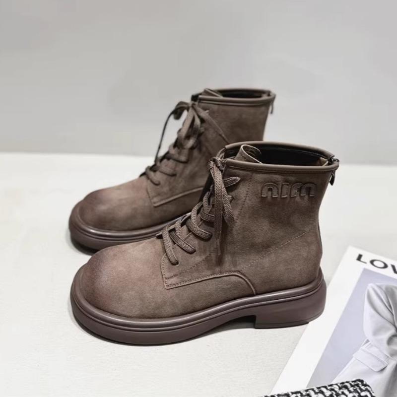 Fashion Women Suede Ankle Platform Snow Boots Fashion Mid Heels Casual Sneakers Shoes Winter 2025 Trend Retro Sport Lace Up Botas Mujer