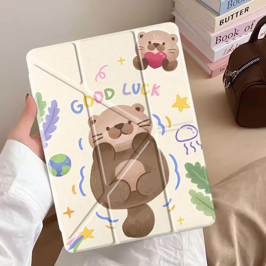 Holder Cover Tablet Case For iPad Pro 2025 Pro 11th 10th 9th 8th 7th 12.9inch Mini 6 7 Air 4 5 M3 M2 1 2 M4 11inch Cute Little