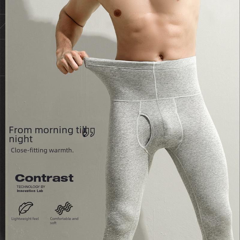 Men's High-Waist Cotton Trousers - Warm, Cozy, and Tight-Fitting for Autumn/Winter